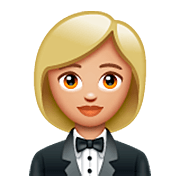 🤵🏼‍♀️ Emoji Mujer Con Esmoquin: Tono De Piel Claro Medio en WhatsApp 2.22.8.79.