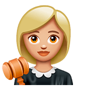 Émoji 👩🏼‍⚖️ Juge Femme : Peau Moyennement Claire sur WhatsApp 2.22.8.79.