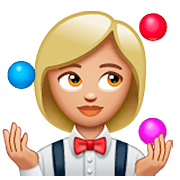 Emoji 🤹🏼‍♀️ Giocoliere Donna: Carnagione Abbastanza Chiara su WhatsApp 2.22.8.79.