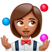 Emoji 🤹🏽‍♀️ Giocoliere Donna: Carnagione Olivastra su WhatsApp 2.22.8.79.