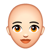 👩🏻‍🦲 Emoji Frau: helle Hautfarbe, Glatze WhatsApp 2.22.8.79.