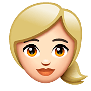 👱🏻‍♀️ Emoji Frau: helle Hautfarbe, blond WhatsApp 2.22.8.79.