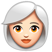 Émoji 👩🏻‍🦳 Femme : Peau Claire Et Cheveux Blancs sur WhatsApp 2.22.8.79.