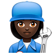 👩🏿‍🔧 Emoji Mechanikerin: dunkle Hautfarbe WhatsApp 2.22.8.79.