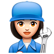 Emoji 👩🏻‍🔧 Meccanico Donna: Carnagione Chiara su WhatsApp 2.22.8.79.