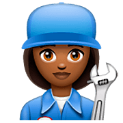 Emoji 👩🏾‍🔧 Meccanico Donna: Carnagione Abbastanza Scura su WhatsApp 2.22.8.79.