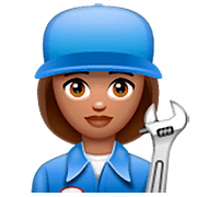 Emoji 👩🏽‍🔧 Meccanico Donna: Carnagione Olivastra su WhatsApp 2.22.8.79.