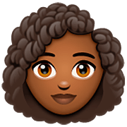 Emoji 👩🏾‍🦱 Donna: Carnagione Abbastanza Scura E Capelli Ricci su WhatsApp 2.22.8.79.