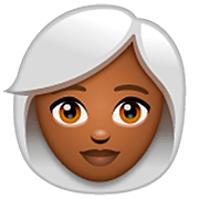 👩🏾‍🦳 Emoji Frau: mitteldunkle Hautfarbe, weißes Haar WhatsApp 2.22.8.79.