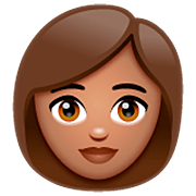 👩🏽 Emoji Frau: mittlere Hautfarbe WhatsApp 2.22.8.79.