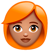 👩🏽‍🦰 Emoji Frau: mittlere Hautfarbe, rotes Haar WhatsApp 2.22.8.79.