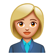 👩🏼‍💼 Emoji Oficinista Mujer: Tono De Piel Claro Medio en WhatsApp 2.22.8.79.