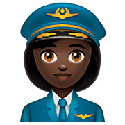 👩🏿‍✈️ Emoji Piloto De Avião Mulher: Pele Escura na WhatsApp 2.22.8.79.