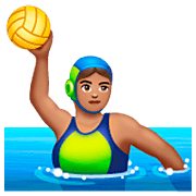🤽🏽‍♀️ Emoji Mulher Jogando Polo Aquático: Pele Morena na WhatsApp 2.22.8.79.