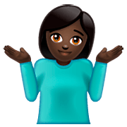 Emoji 🤷🏿‍♀️ Donna Che Scrolla Le Spalle: Carnagione Scura su WhatsApp 2.22.8.79.