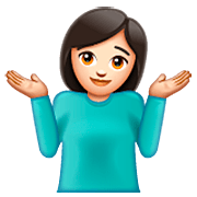 Emoji 🤷🏻‍♀️ Donna Che Scrolla Le Spalle: Carnagione Chiara su WhatsApp 2.22.8.79.