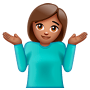 Emoji 🤷🏽‍♀️ Donna Che Scrolla Le Spalle: Carnagione Olivastra su WhatsApp 2.22.8.79.