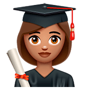 Emoji 👩🏽‍🎓 Studentessa: Carnagione Olivastra su WhatsApp 2.22.8.79.