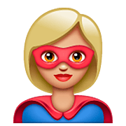 Émoji 🦸🏼‍♀️ Super-héroïne : Peau Moyennement Claire sur WhatsApp 2.22.8.79.