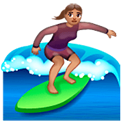 Émoji 🏄🏽‍♀️ Surfeuse : Peau Légèrement Mate sur WhatsApp 2.22.8.79.