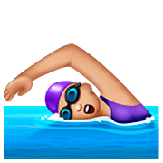 Emoji 🏊🏼‍♀️ Nuotatrice: Carnagione Abbastanza Chiara su WhatsApp 2.22.8.79.