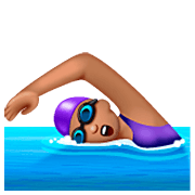 Emoji 🏊🏽‍♀️ Nuotatrice: Carnagione Olivastra su WhatsApp 2.22.8.79.
