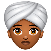 👳🏾‍♀️ Emoji Mujer Con Turbante: Tono De Piel Oscuro Medio en WhatsApp 2.22.8.79.