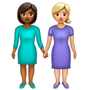 Emoji 👩🏾‍🤝‍👩🏼 Due Donne Che Si Tengono Per Mano: Carnagione Abbastanza Scura E Carnagione Abbastanza Chiara su WhatsApp 2.22.8.79.