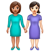Émoji 👩🏽‍🤝‍👩🏻 Deux Femmes Se Tenant La Main : Peau Légèrement Mate Et Peau Claire sur WhatsApp 2.22.8.79.