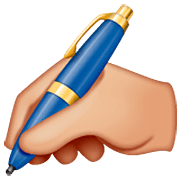 ✍🏼 Emoji Escrevendo à Mão: Pele Morena Clara na WhatsApp 2.22.8.79.