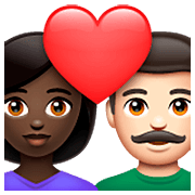 👩🏿‍❤️‍👨🏻 Emoji Pareja Enamorada - Mujer: Tono De Piel Oscuro, Hombre: Tono De Piel Claro en WhatsApp 2.23.2.72.