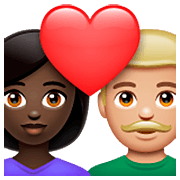 👩🏿‍❤️‍👨🏼 Emoji Pareja Enamorada - Mujer: Tono De Piel Oscuro, Hombre: Tono De Piel Claro Medio en WhatsApp 2.23.2.72.
