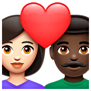 Emoji 👩🏻‍❤️‍👨🏿 Coppia Con Cuore - Donna: Carnagione Chiara, Uomo: Carnagione Scura su WhatsApp 2.23.2.72.