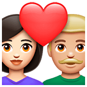 Emoji 👩🏻‍❤️‍👨🏼 Coppia Con Cuore - Donna: Carnagione Chiara, Uomo: Carnagione Abbastanza Chiara su WhatsApp 2.23.2.72.