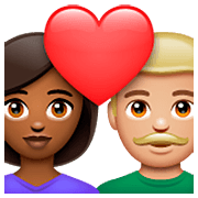 👩🏾‍❤️‍👨🏼 Emoji Beso - Mujer: Tono De Piel Oscuro Medio, Hombre: Tono De Piel Claro Medio en WhatsApp 2.23.2.72.