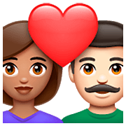 👩🏽‍❤️‍👨🏻 Emoji Pareja Enamorada - Mujer: Tono De Piel Medio, Hombre: Tono De Piel Claro en WhatsApp 2.23.2.72.