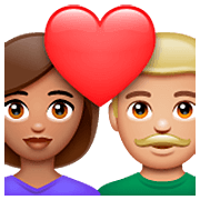 Emoji 👩🏽‍❤️‍👨🏼 Coppia Con Cuore - Donna: Carnagione Olivastra, Uomo: Carnagione Abbastanza Chiara su WhatsApp 2.23.2.72.