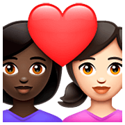 👩🏿‍❤️‍👩🏻 Emoji Casal Apaixonado - Mulher: Pele Escura, Mulher: Pele Clara na WhatsApp 2.23.2.72.