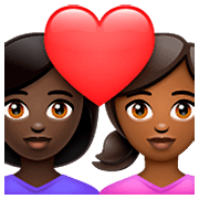 Emoji 👩🏿‍❤️‍👩🏾 Coppia Con Cuore - Donna: Carnagione Scura, Donna: Carnagione Abbastanza Scura su WhatsApp 2.23.2.72.