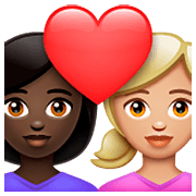 👩🏿‍❤️‍👩🏼 Emoji Pareja Enamorada - Mujer: Tono De Piel Oscuro, Mujer: Tono De Piel Claro Medio en WhatsApp 2.23.2.72.