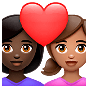 Emoji 👩🏿‍❤️‍👩🏽 Coppia Con Cuore - Donna: Carnagione Scura, Donna: Carnagione Olivastra su WhatsApp 2.23.2.72.