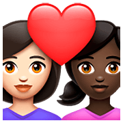 Emoji 👩🏻‍❤️‍👩🏿 Coppia Con Cuore - Donna: Carnagione Chiara, Donna: Carnagione Scura su WhatsApp 2.23.2.72.