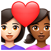 👩🏻‍❤️‍👩🏾 Emoji Pareja Enamorada - Mujer: Tono De Piel Claro, Mujer: Tono De Piel Oscuro Medio en WhatsApp 2.23.2.72.