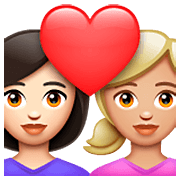 Emoji 👩🏻‍❤️‍👩🏼 Coppia Con Cuore - Donna: Carnagione Chiara, Donna: Carnagione Abbastanza Chiara su WhatsApp 2.23.2.72.