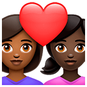 👩🏾‍❤️‍👩🏿 Emoji Pareja Enamorada - Mujer: Tono De Piel Oscuro Medio, Mujer: Tono De Piel Oscuro en WhatsApp 2.23.2.72.