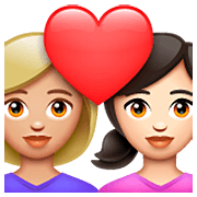 👩🏼‍❤️‍👩🏻 Emoji Pareja Enamorada - Mujer: Tono De Piel Claro Medio, Mujer: Tono De Piel Claro en WhatsApp 2.23.2.72.