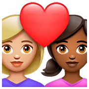 👩🏼‍❤️‍👩🏾 Emoji Liebespaar - Frau: mittelhelle Hautfarbe, Frau: mitteldunkle Hautfarbe WhatsApp 2.23.2.72.