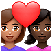 👩🏽‍❤️‍👩🏿 Emoji Pareja Enamorada - Mujer: Tono De Piel Claro Medio, Mujer: Tono De Piel Oscuro en WhatsApp 2.23.2.72.