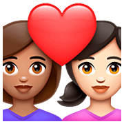 👩🏽‍❤️‍👩🏻 Emoji Pareja Enamorada - Mujer: Tono De Piel Medio, Mujer: Tono De Piel Claro en WhatsApp 2.23.2.72.