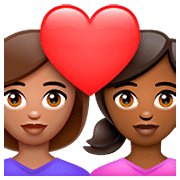 👩🏽‍❤️‍👩🏾 Emoji Pareja Enamorada - Mujer: Tono De Piel Medio, Mujer: Tono De Piel Oscuro Medio en WhatsApp 2.23.2.72.